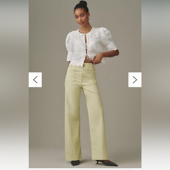 Anthropologie Pants - Anthropologie Maeve The Colette Wide Leg Full Length Pants Size 30 Lime Green